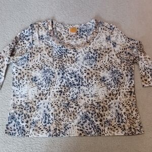 Ruby Rd. Leopard Print Top With Sequins Embelishment